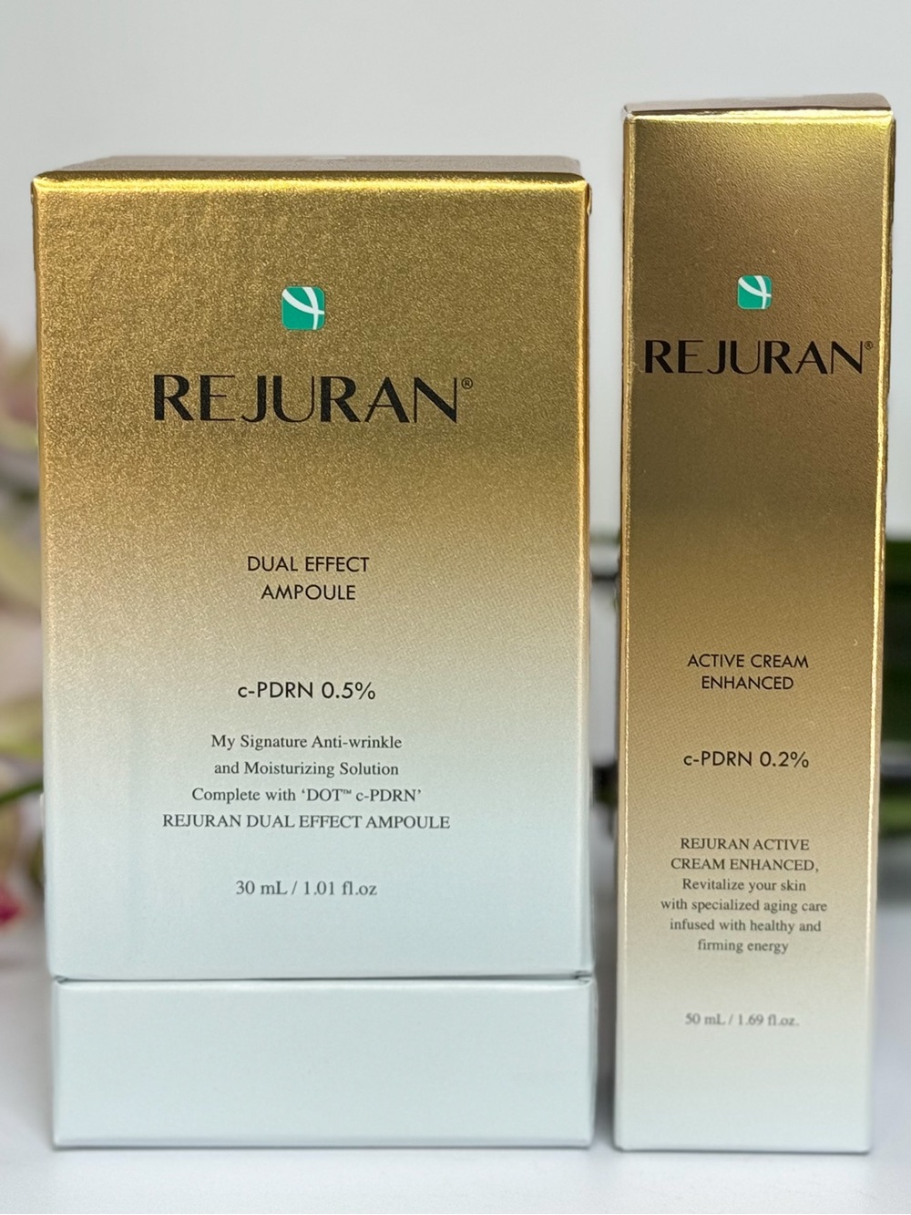Rejuran Skincare Set: Dual Effect Ampoule + Active Cream (c-PDRN Repair) NEW